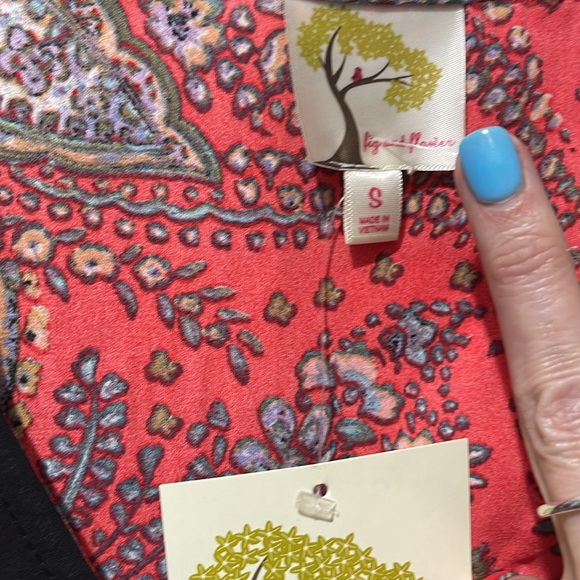 NWT Anthropologie fig & flowers, bohemian floral shirt/tunic w slit long sleeves - Picture 4 of 10